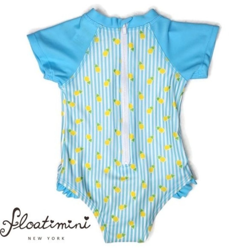 Floatimini NWOT girls ruffle pineapple striped swim suit size 18months